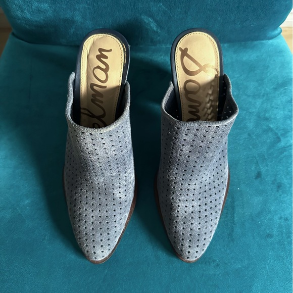 Sam Edelman Bates Denim Perforated Suede Mules - Size 7.5 - Picture 8 of 10